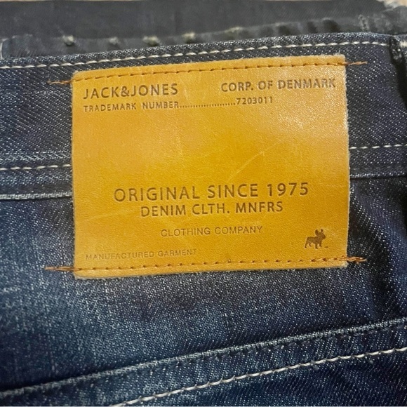 Jack & Jones Nick Jeans 40x 28 Regular Fit Distressed Straight Leg Button Fly - Picture 13 of 16